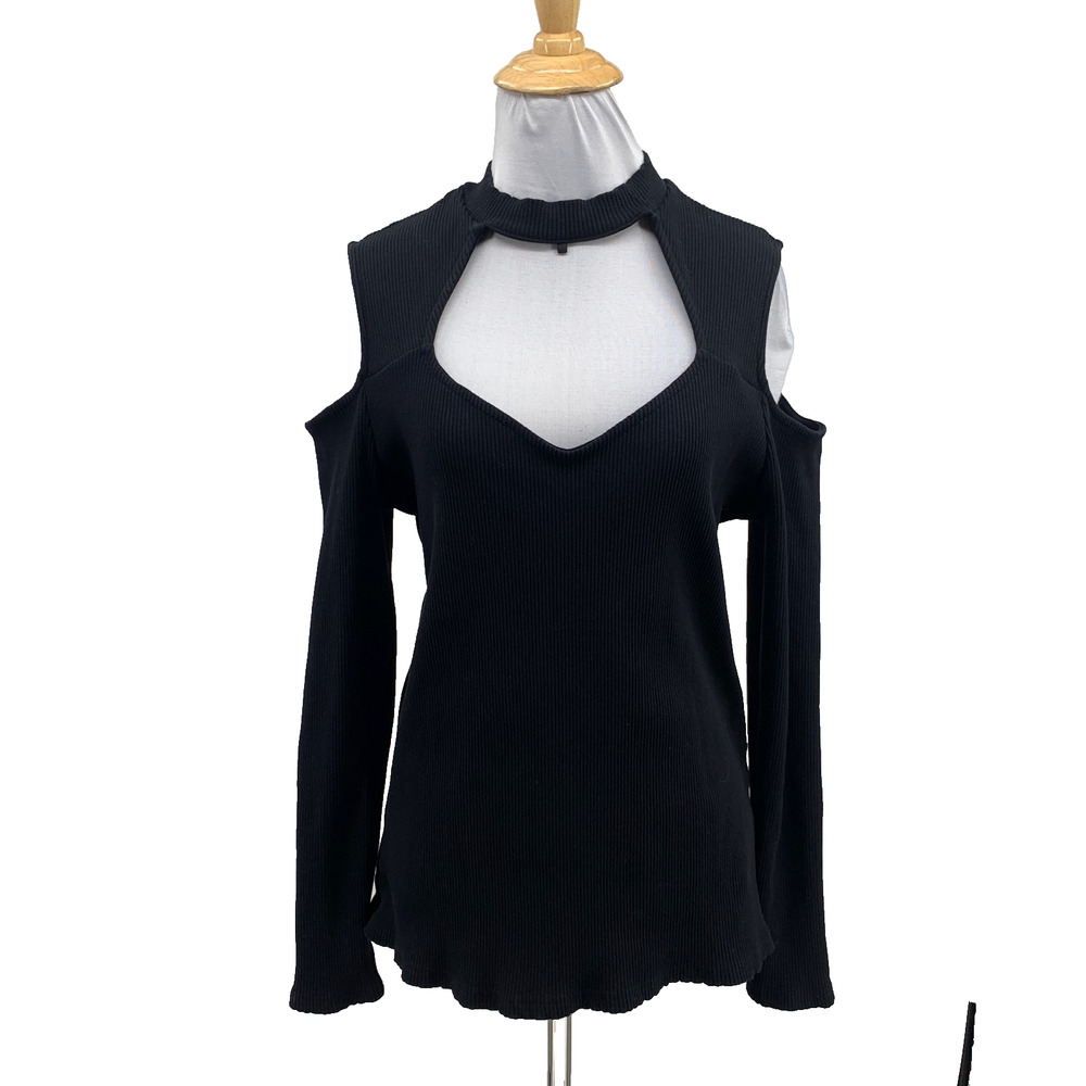 Killstar Top Womens 3XL Plus Black Grungy Cutout Chest Cold Shoulder Mock Neck